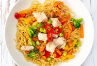 Alaska Pollock Noodle Stir-Fry with Garlic and Ginger