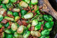 Crispy Pan-Fried Brussels Sprouts with Bacon and Garlic