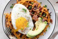 Savory Sweet Potato Waffles with Herbed Yogurt Topping