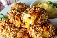Pretzel-Crusted Chicken Nuggets Stuffed with Beer Cheese Dip