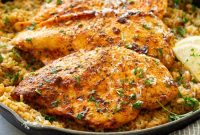 Garlic Parmesan Chicken with Zesty Lemon Rice