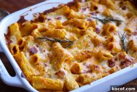 Creamy Pumpkin Rigatoni Bake with Parmesan and Sage