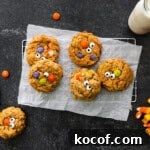 Spooky Halloween Monster Cookie Recipe for Party Treats 9 halloween monster cookies on cooling rack