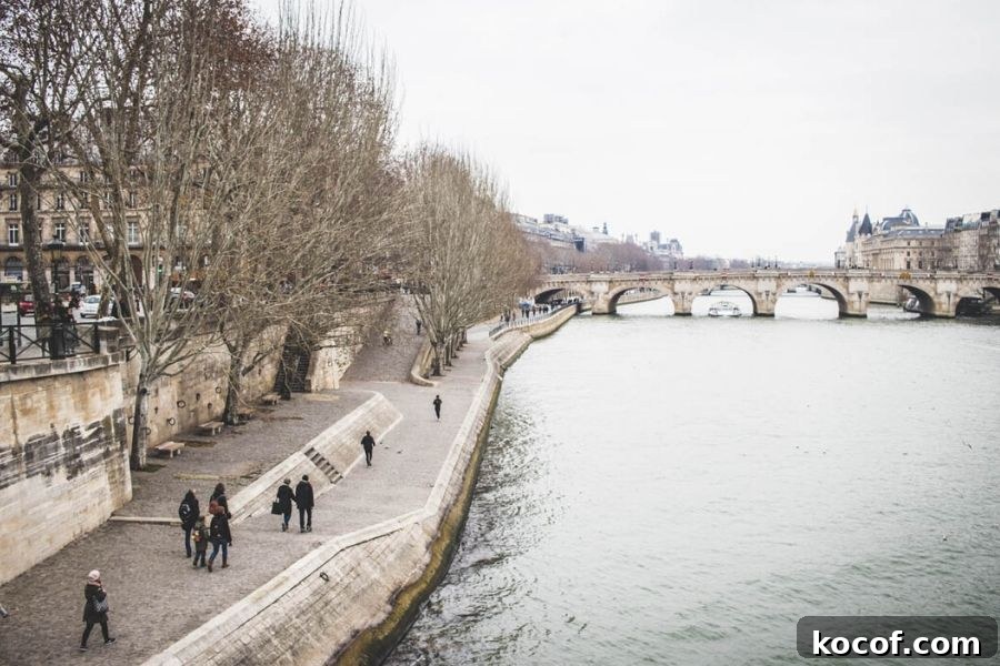 Paris in December - walking along the Seine river