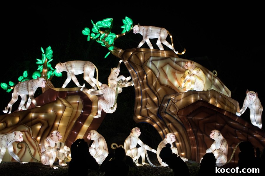 Paris in December - the monkeys at the light show in the Jardin des Plantes
