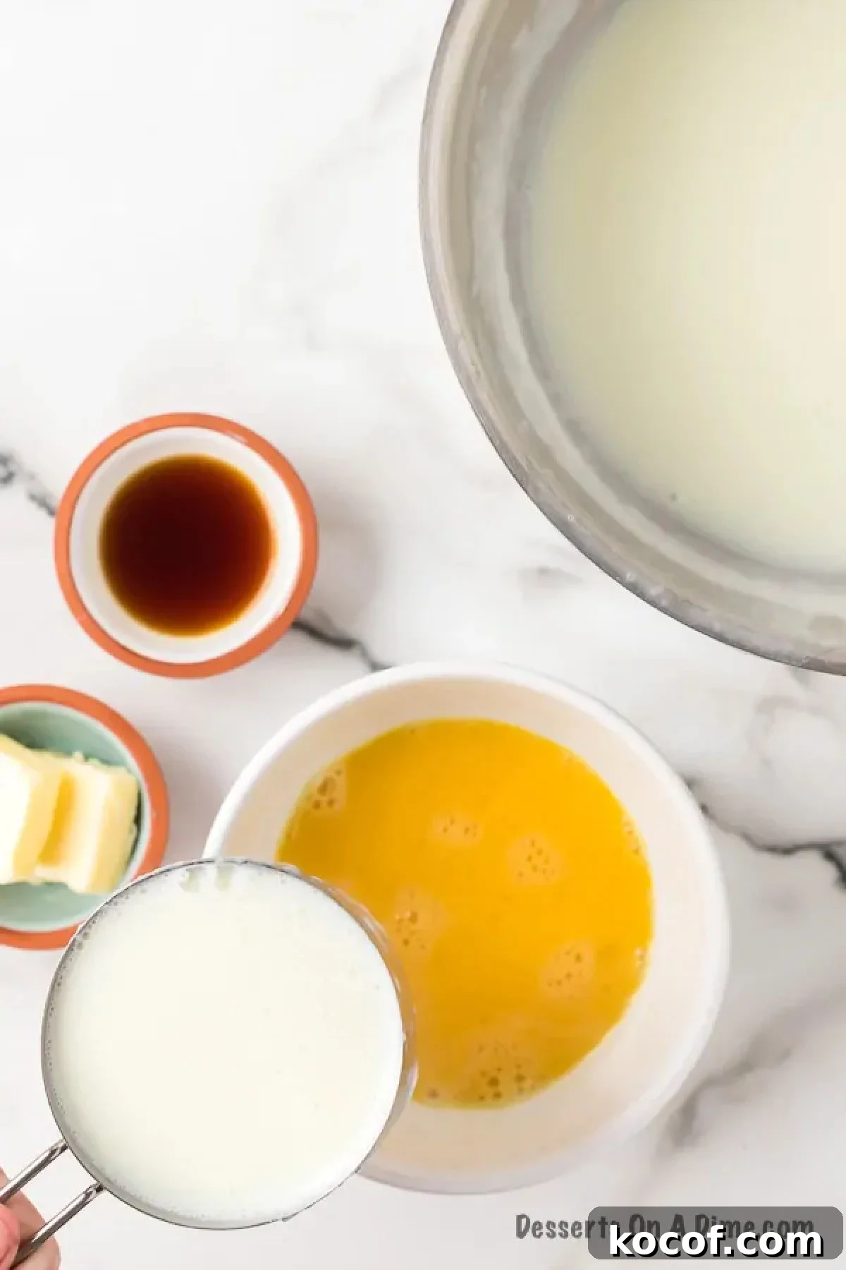 Separate mixing bowl with eggs. 