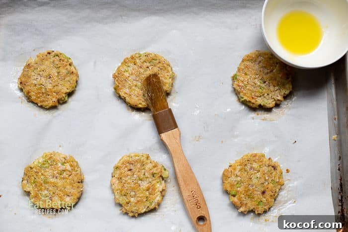 Crispy Baked Tuna Patties with Lemon Herb Sauce 6 Brush with oil