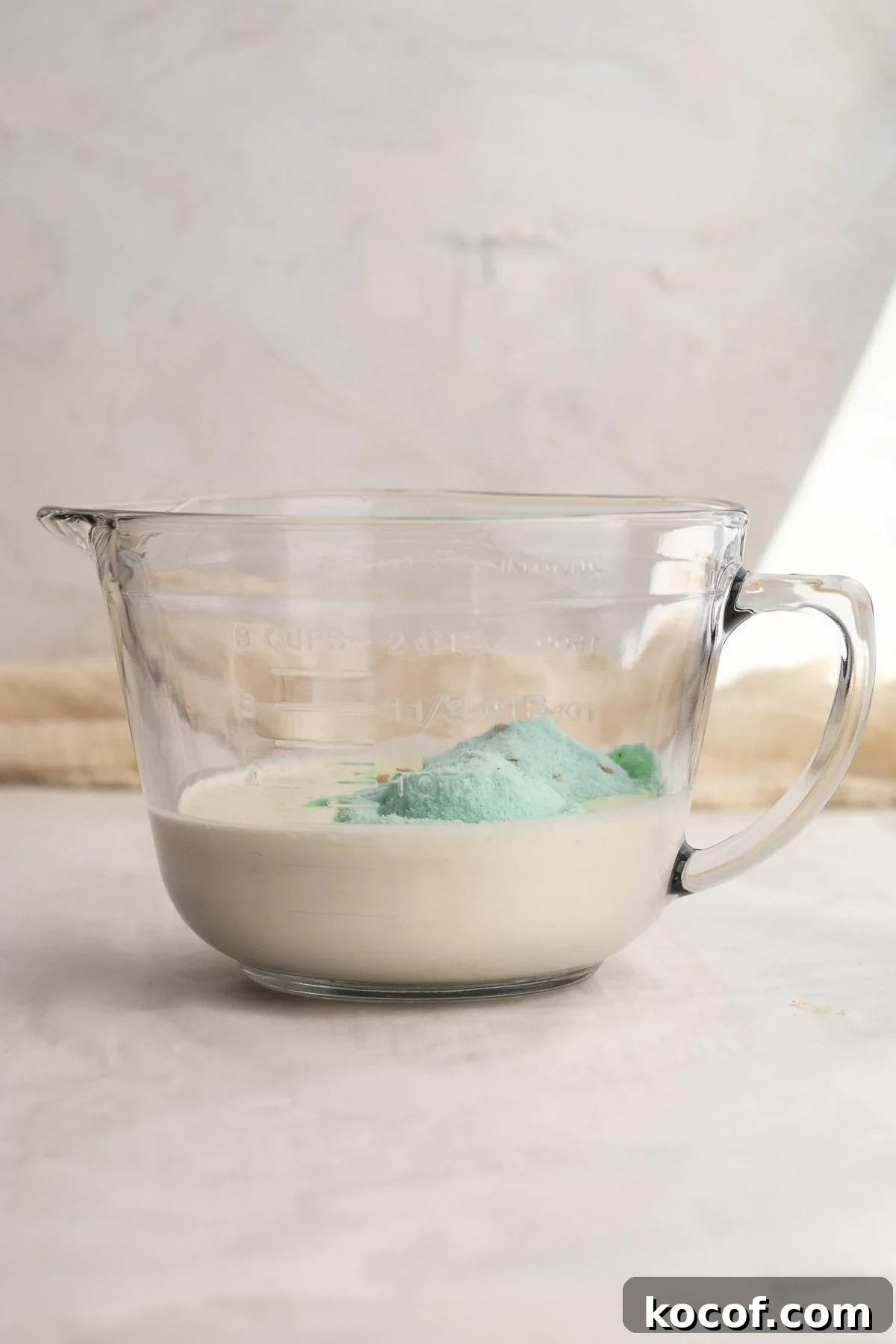 pudding and heavy cream in a mixing bowl