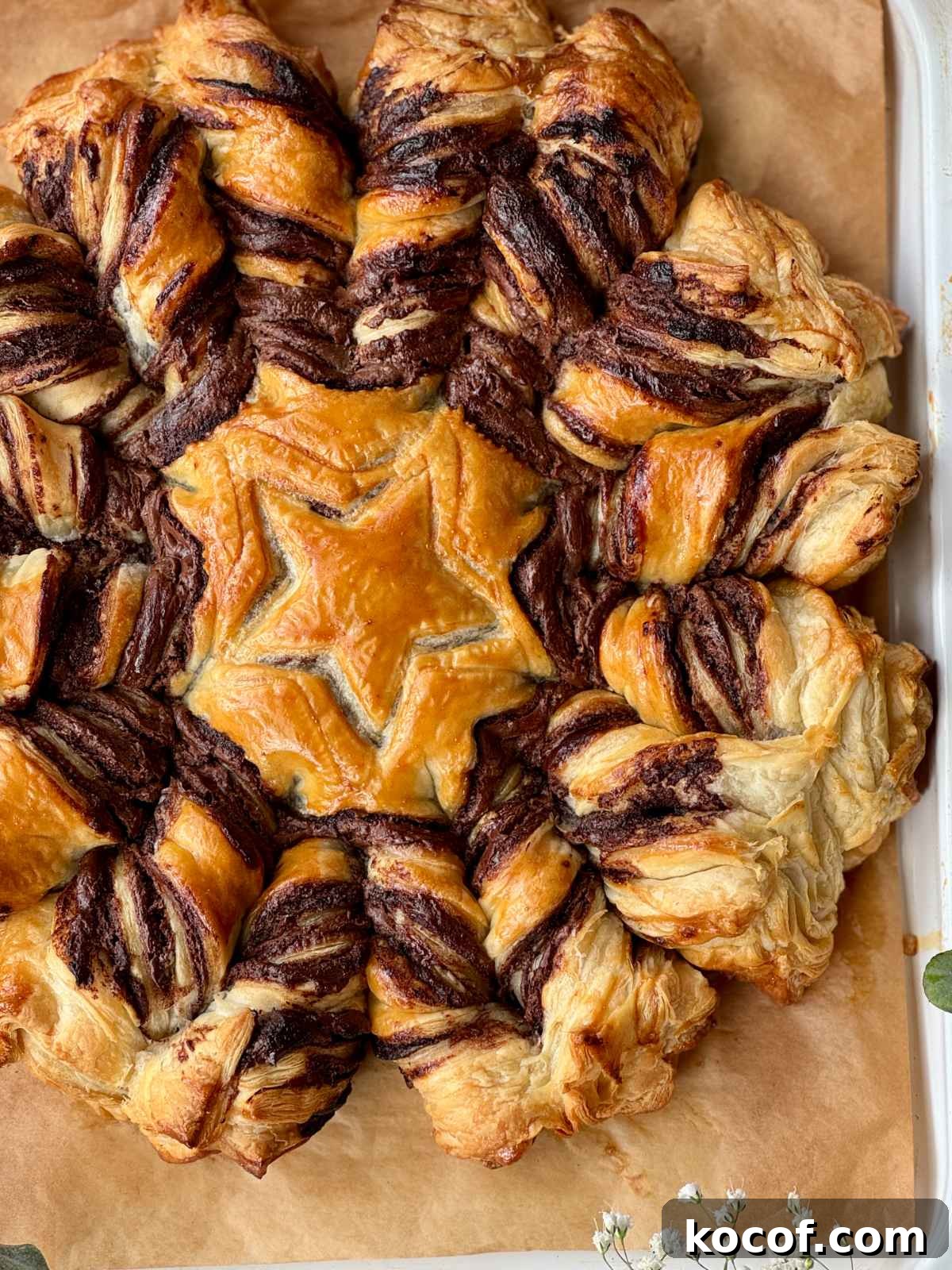 tarte soleil on a board with star design.