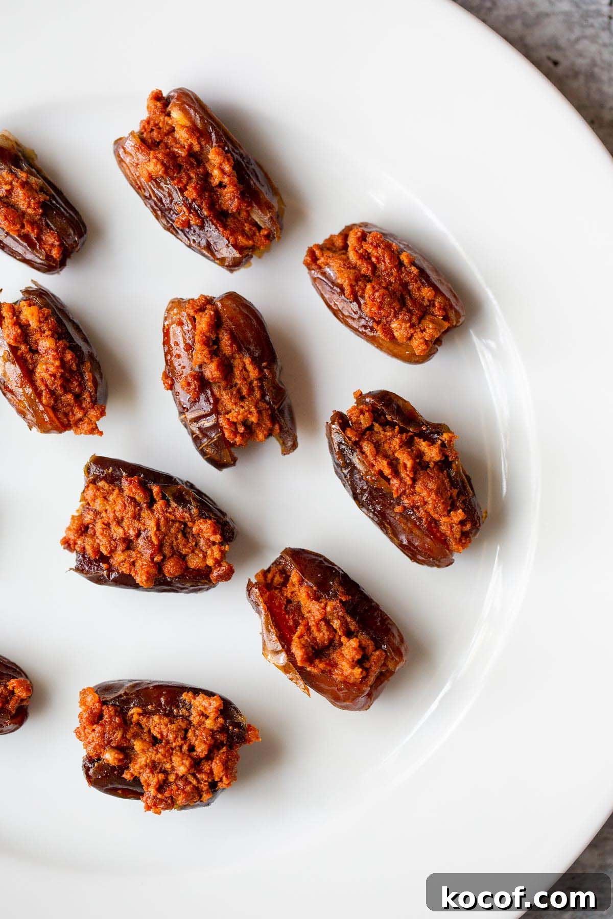 Crispy Air Fryer Stuffed Dates with Goat Cheese & Bacon 4 Dates stuffed with chorizo