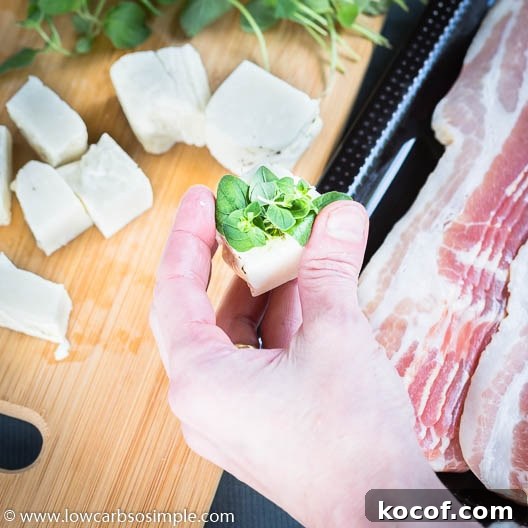 Bacon-Wrapped Halloumi with Fresh Oregano — 3 Ingredients 7 Topping with Fresh Oregano | Low-Carb, So Simple