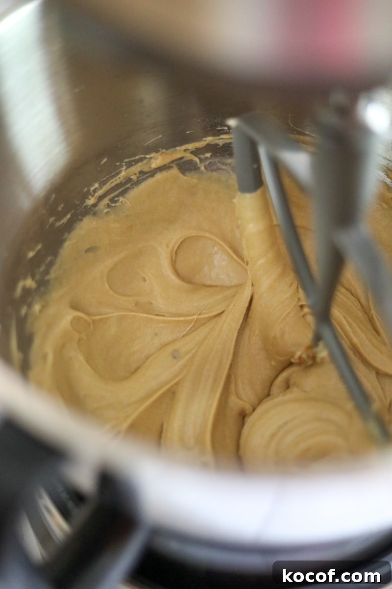 creamed butter, sugar, and eggs in a metal bowl