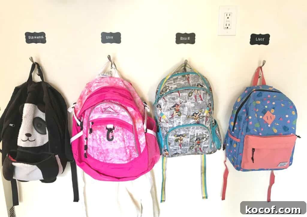 back pack hooks in garage