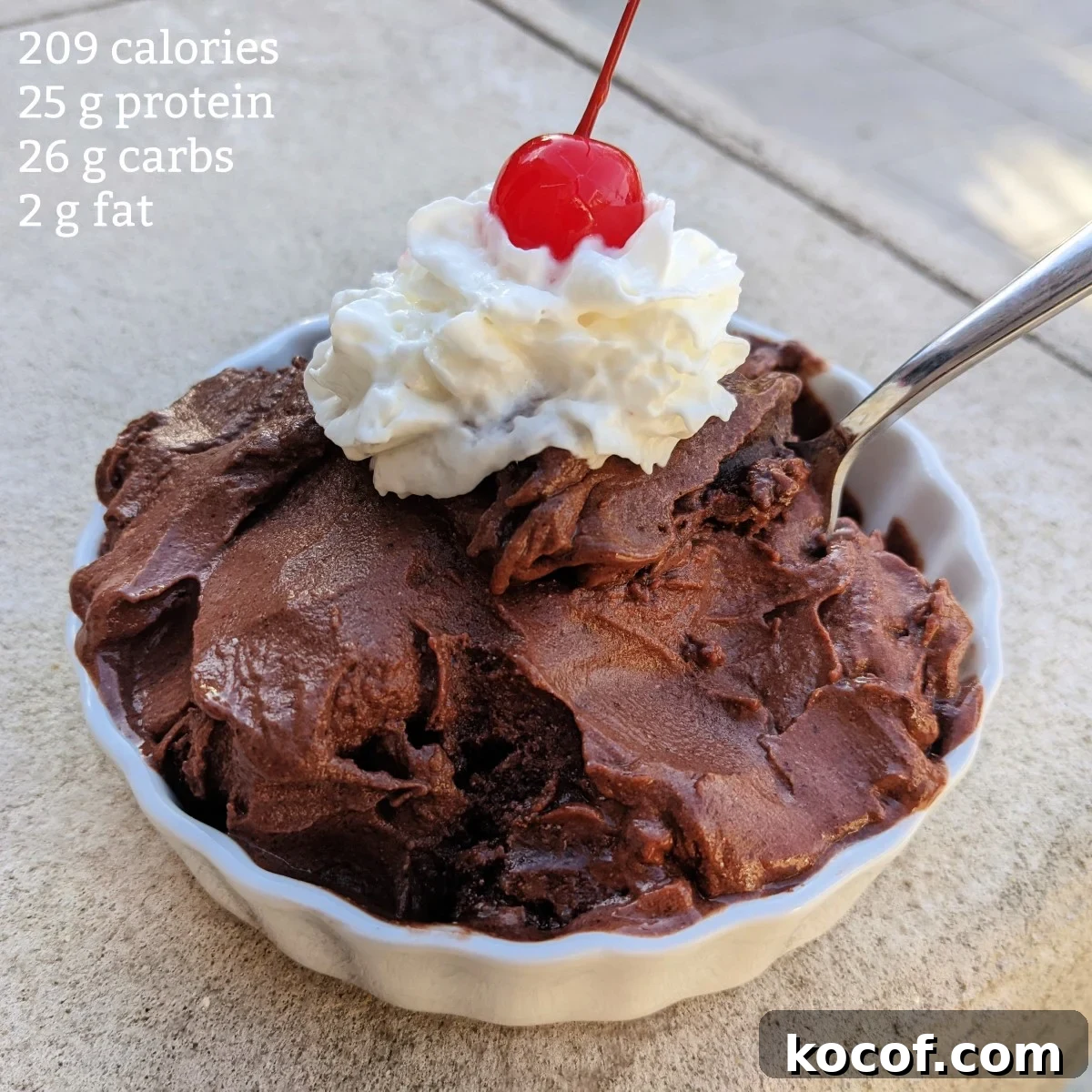 chocolate protein ice cream sq with calories and macros (Custom)