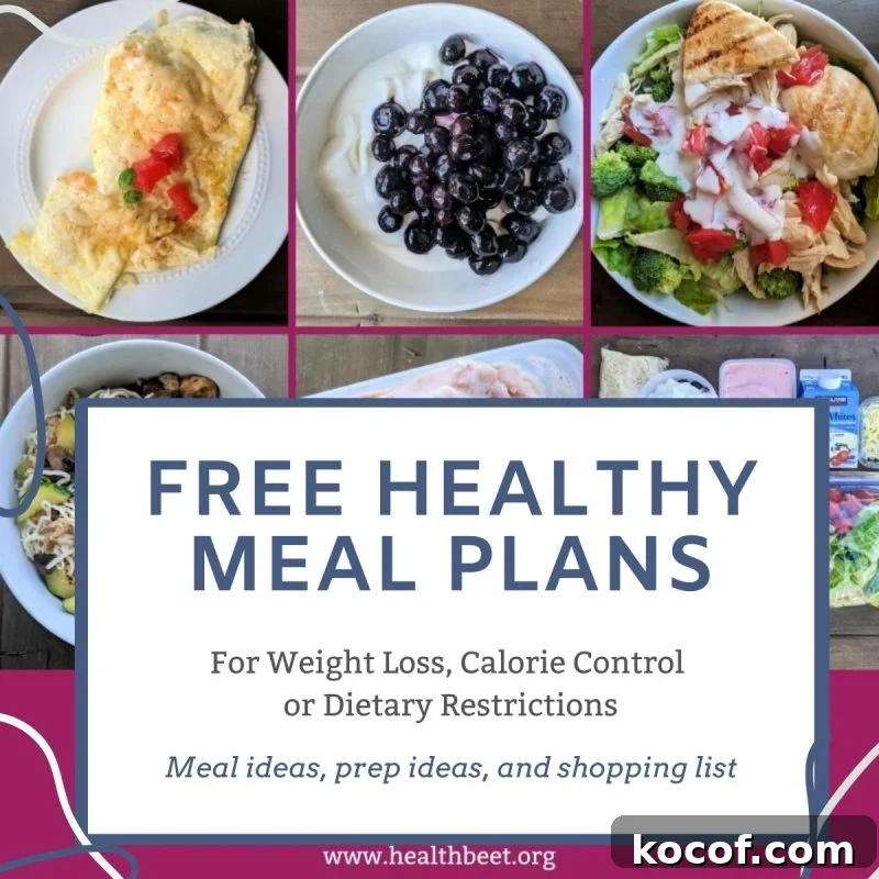 free healthy meal plans for weight loss or calorie counting