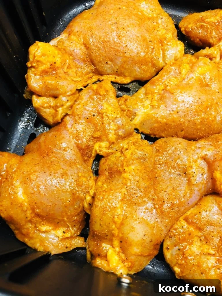 Cajun Lime Chicken Thighs in the Air Fryer — Crispy & Zesty 3 before cooking