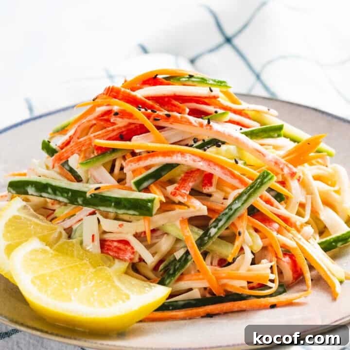 Crunchy Kani Salad Recipe with Crab Sticks and Fresh Veggies 15 Kani salad made with crab stick, cucumber, and carrot tossed in a mayo dressing.