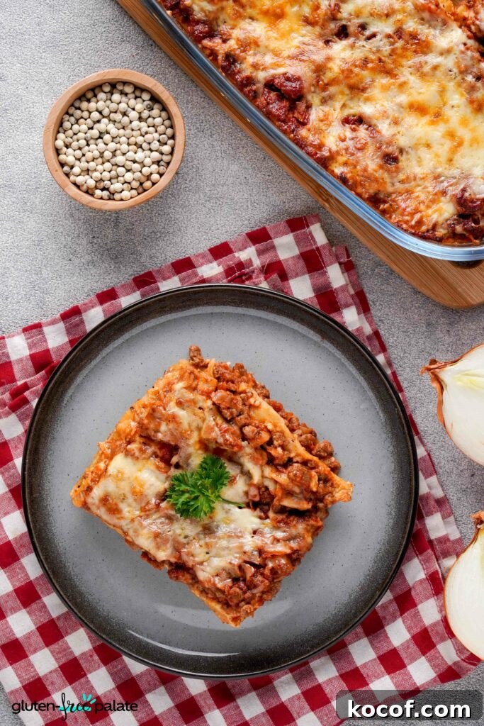 Gluten-Free Lasagna Made Faster: Time-Saving Shortcuts 9 Gluten-free lasagna in a plate with a casserole dish.