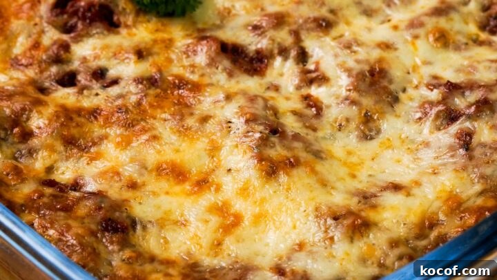 Close up view of Gluten-Free lasanga in a casserole dish.
