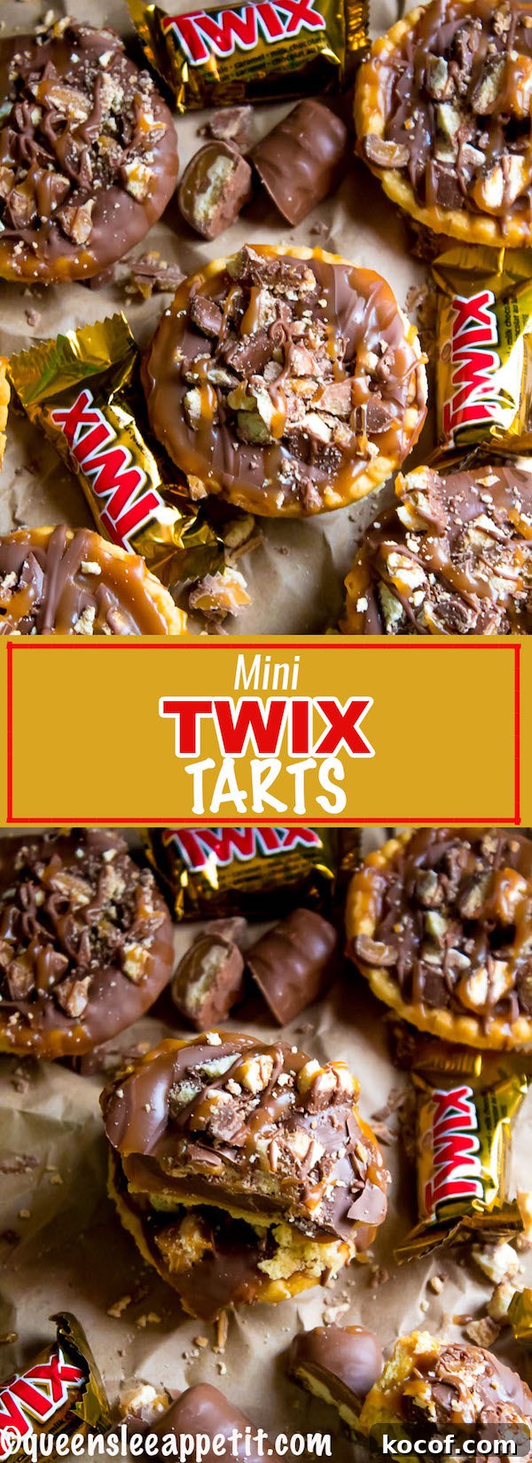 Mini Twix Tart Recipe: Caramel Chocolate Cookie Tarts 8 Pin image for Mini Twix Tarts