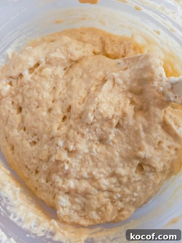 a bowl of fluffy waffle batter.