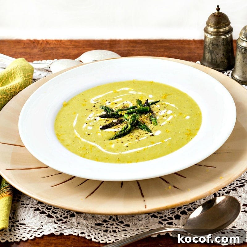Lemon Asparagus Soup — Comforting Diabetes-Friendly Recipe 4 One serving of lemon asparagus soup.