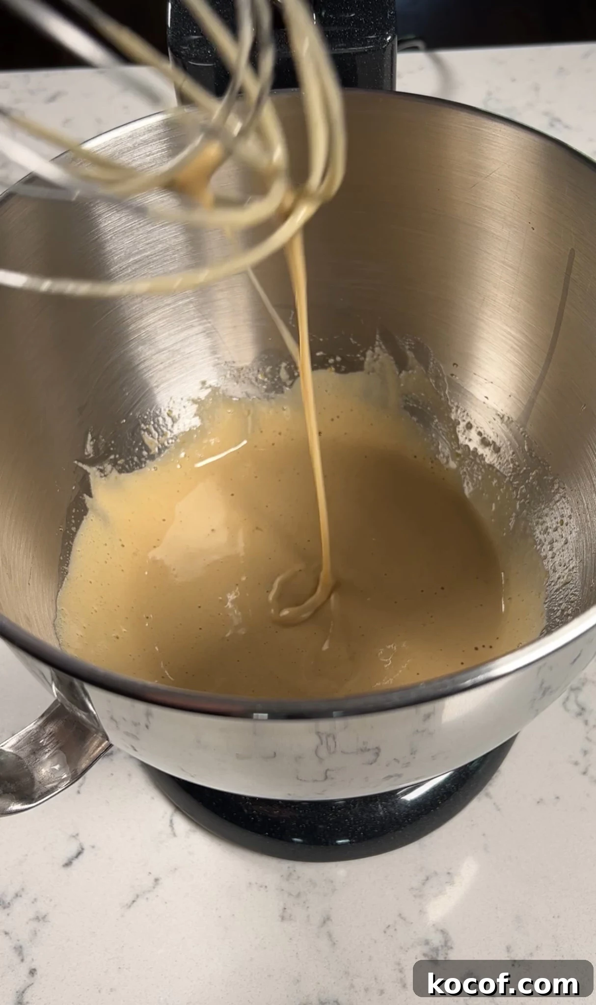 Eggs and sugar after whisking together.