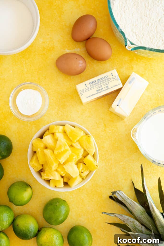 Moist Piña Colada Cake with Fresh Pineapple and Coconut 3 ingredients for a pina colada cake