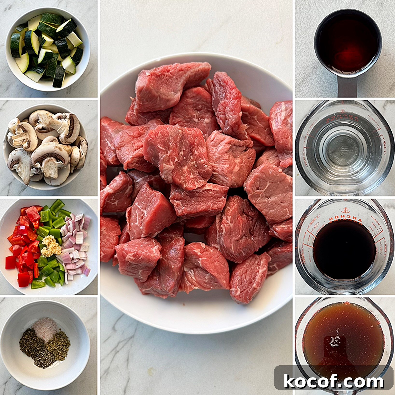 collage of ingredients for Slow Cooker Beef Kebab Soup