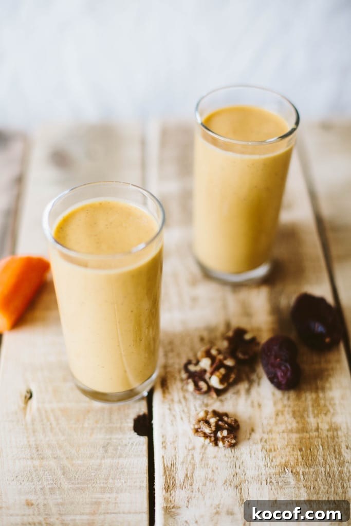 Carrot Cake Smoothie (Banana-free, sugar-free, paleo, raw, vegan)