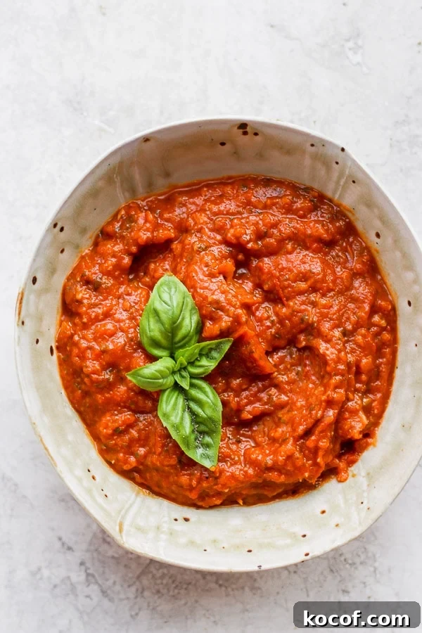 Bowl of marinara sauce.