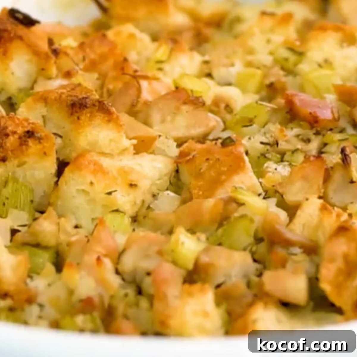 turkey stuffing up close to show texture