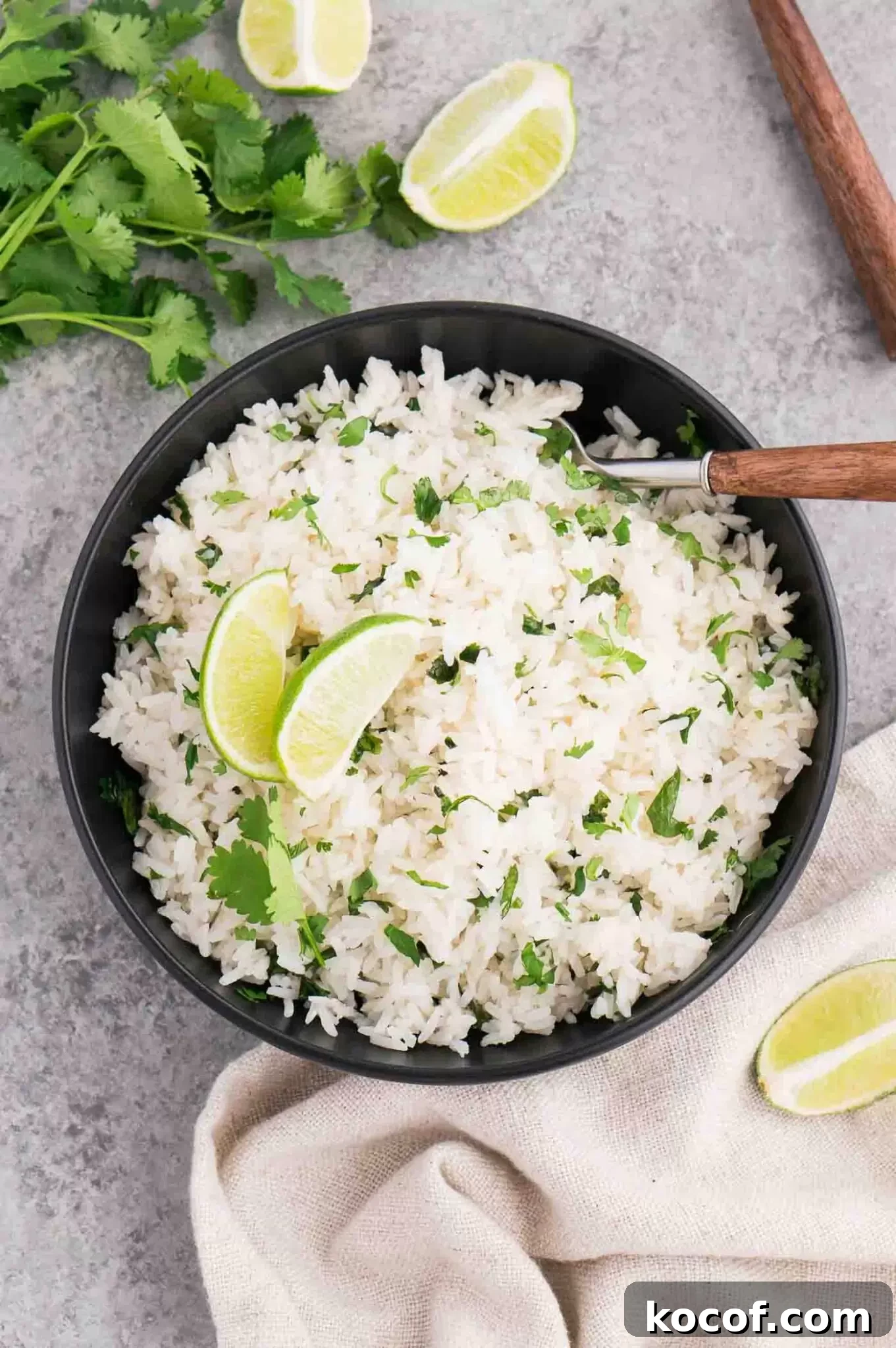 Cilantro Lime Rice Recipe: Flavorful Aromatic Side Dish 2 cilantro lime rice in a bowl from top