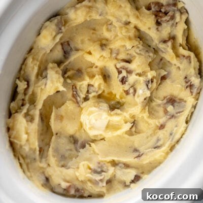Creamy Dairy-Free Mashed Potatoes Recipe 9 mashed potatoes in white slow cooker