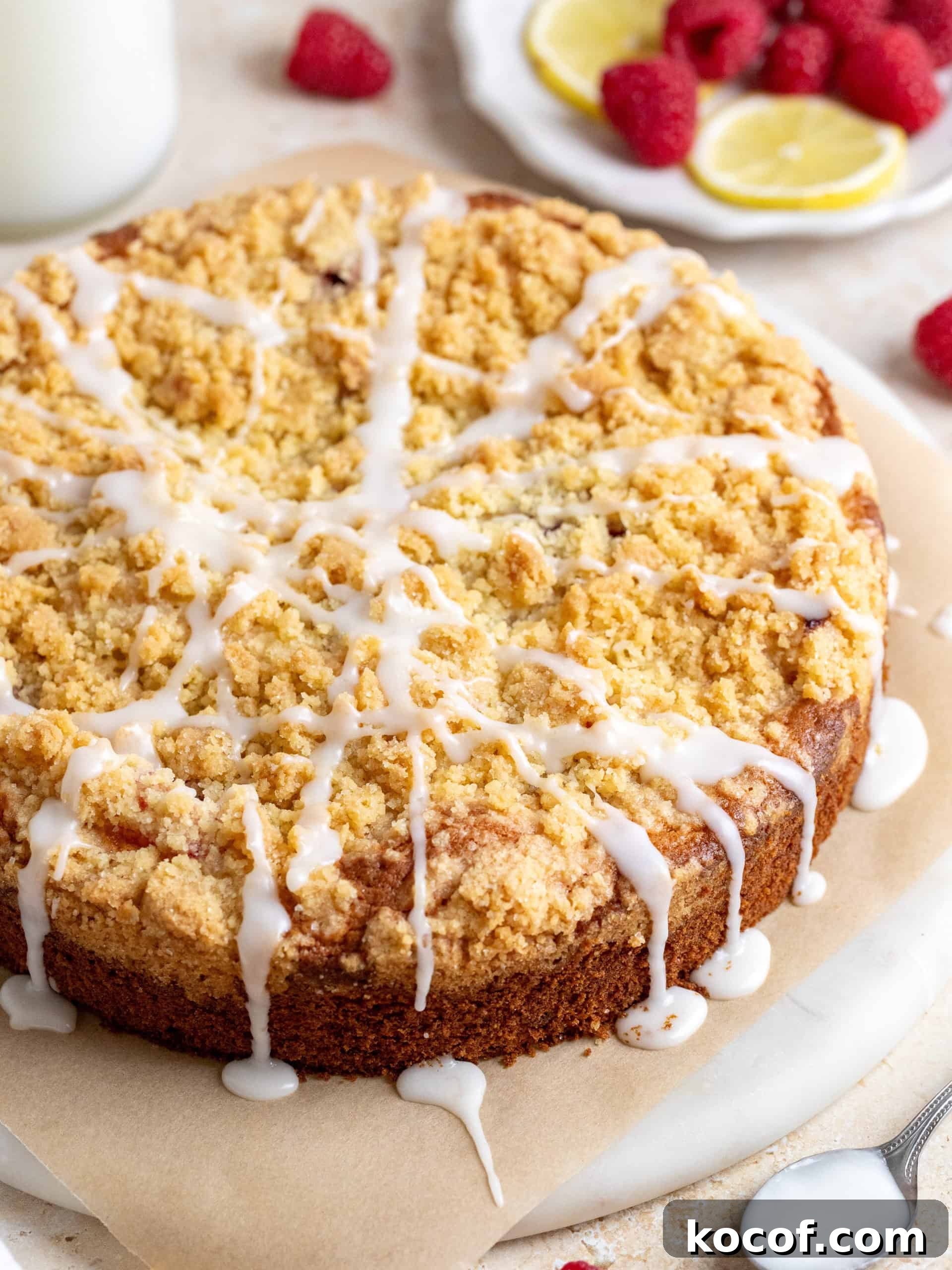 Raspberry Lemon Coffee Cake Recipe with Zesty Glaze 4 img 18117 3