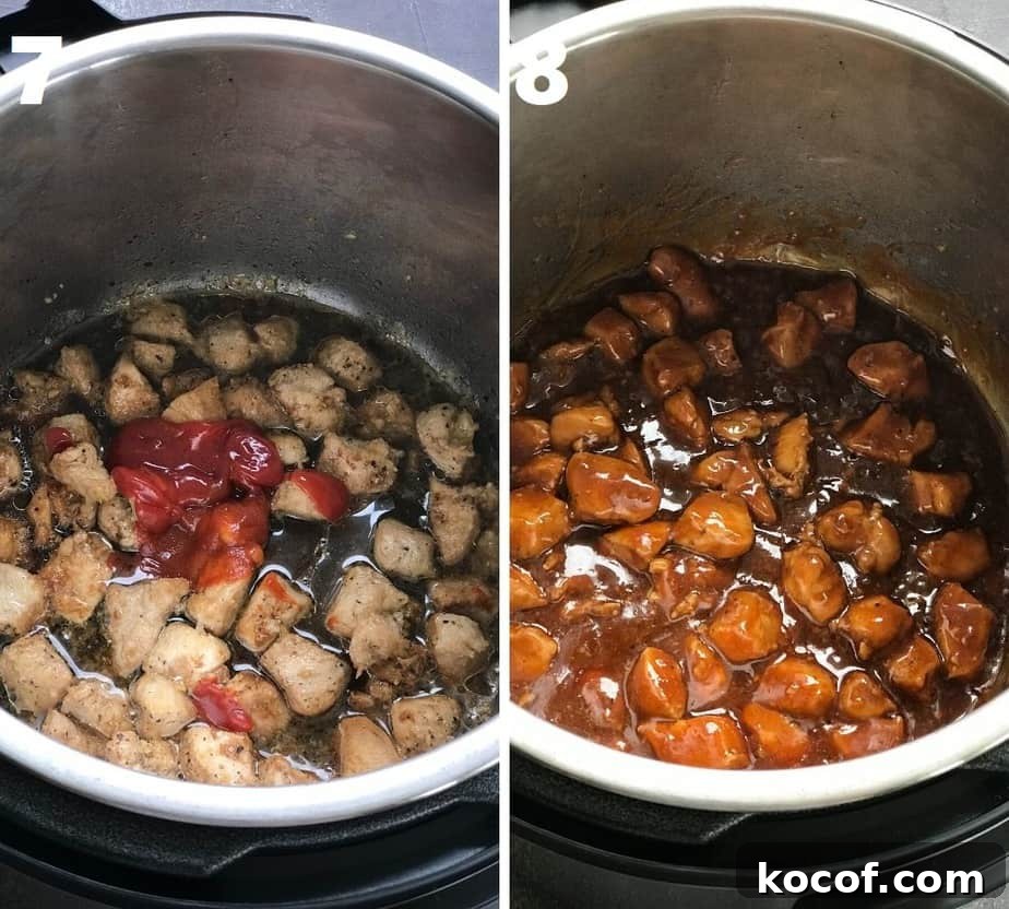 simmering & thickening sesame chicken sauce in instant pot