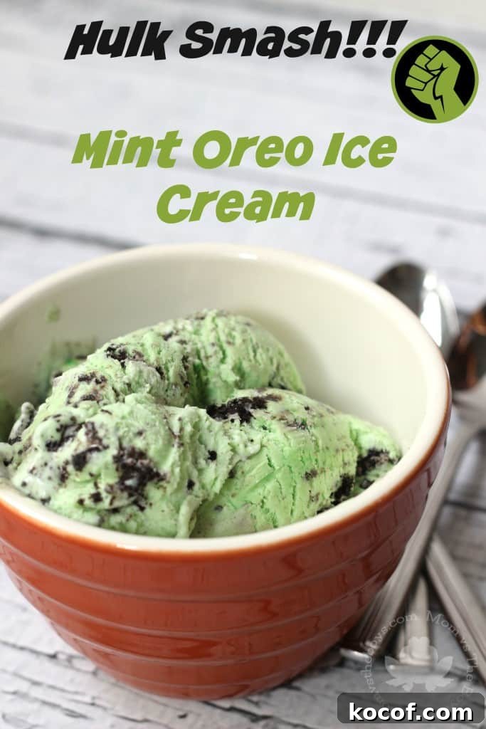 Mint Oreo 'Hulk Smash' Ice Cream - Mom vs the Boys