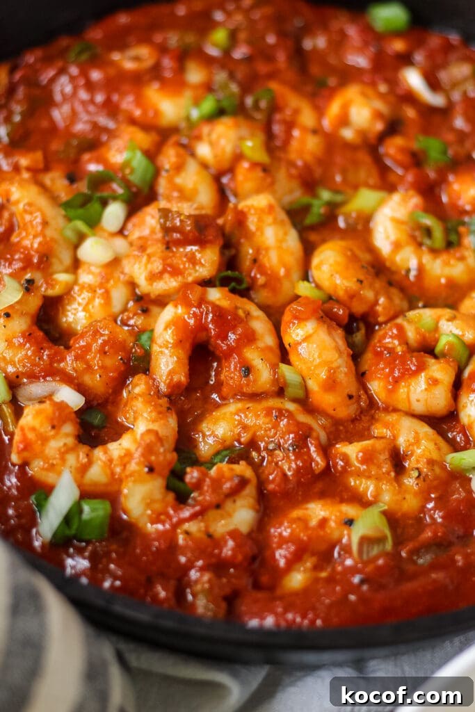 close up of spicy shrimp creole