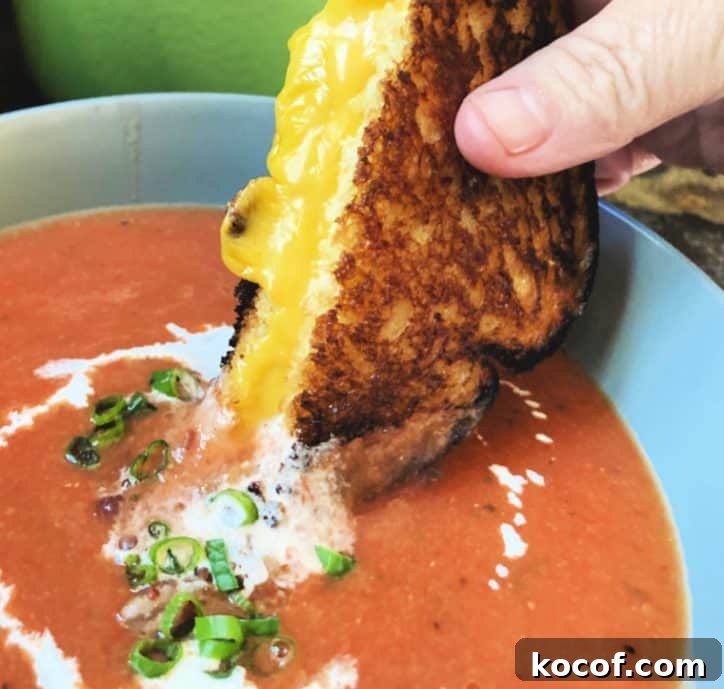 Quick Homemade Tomato Soup Recipe for Comfort and Flavor 9 dipping grilled cheese into soup