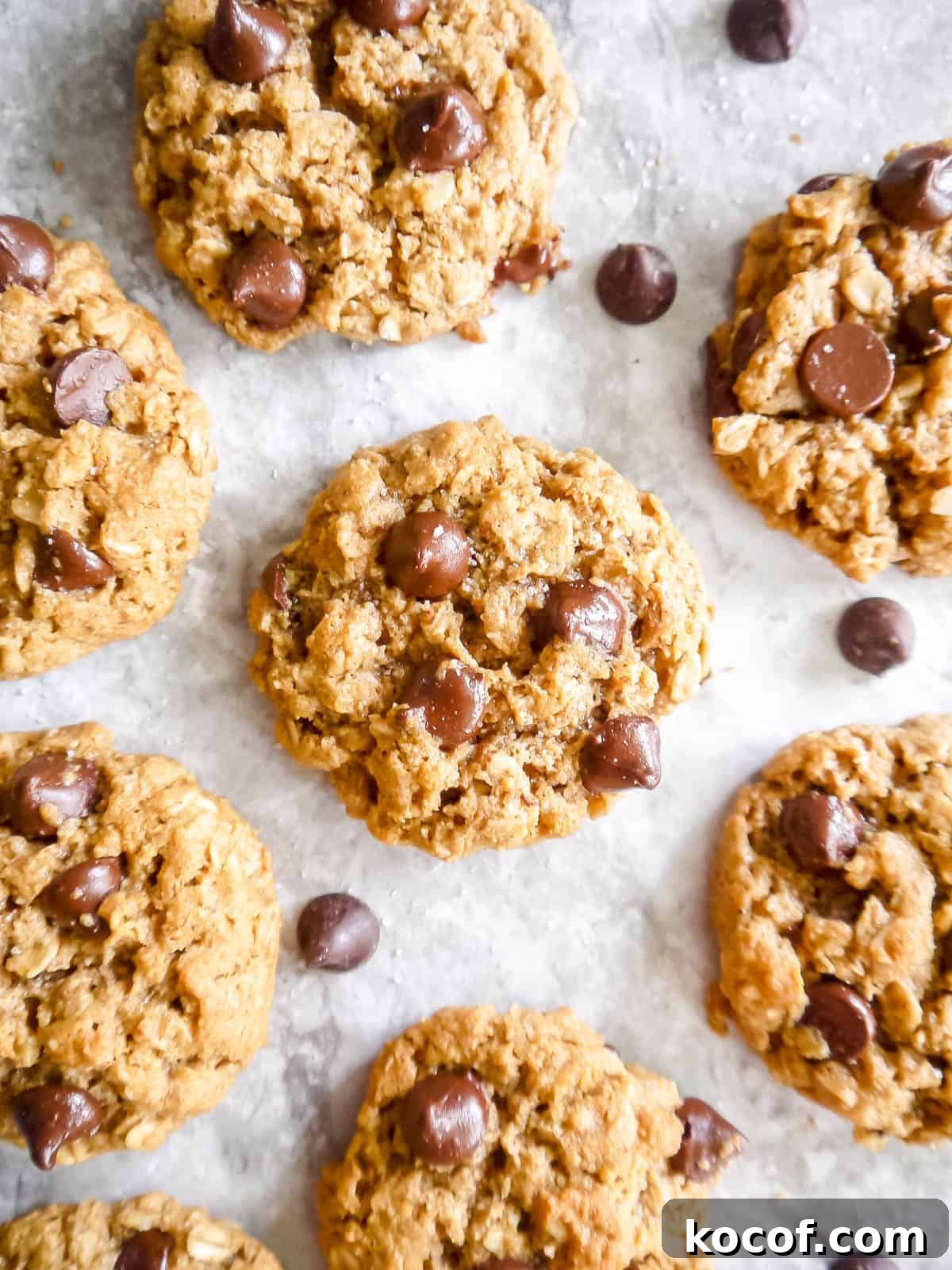 Almond Oatmeal Cookies — Gluten-Free & Dairy-Free Recipe 3 Aerial view of almond butter oatmeal cookies.