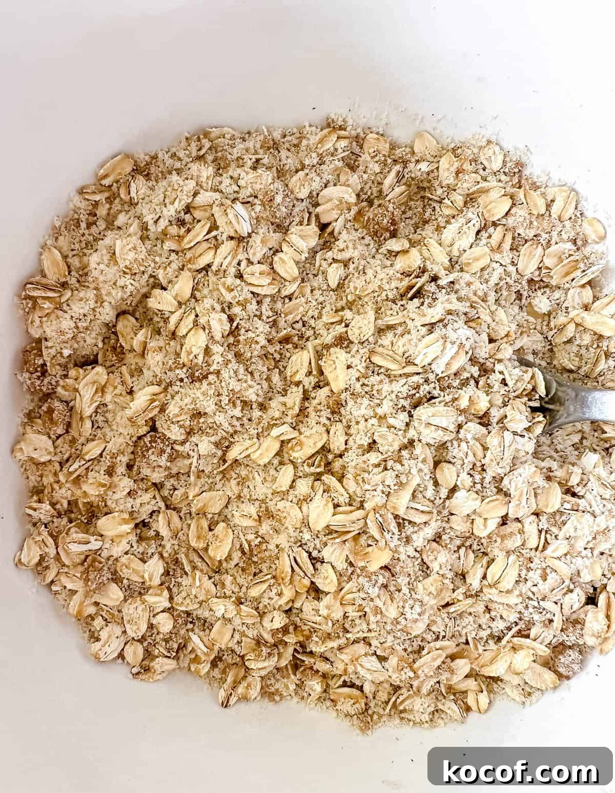 Almond Oatmeal Cookies — Gluten-Free & Dairy-Free Recipe 5 Dry ingredients mixed together in a bowl.