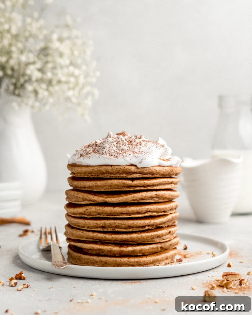 Cinnamon Bun Pancakes with Cream Cheese Frosting 5 These cinnamon pancakes are like dessert for breakfast!