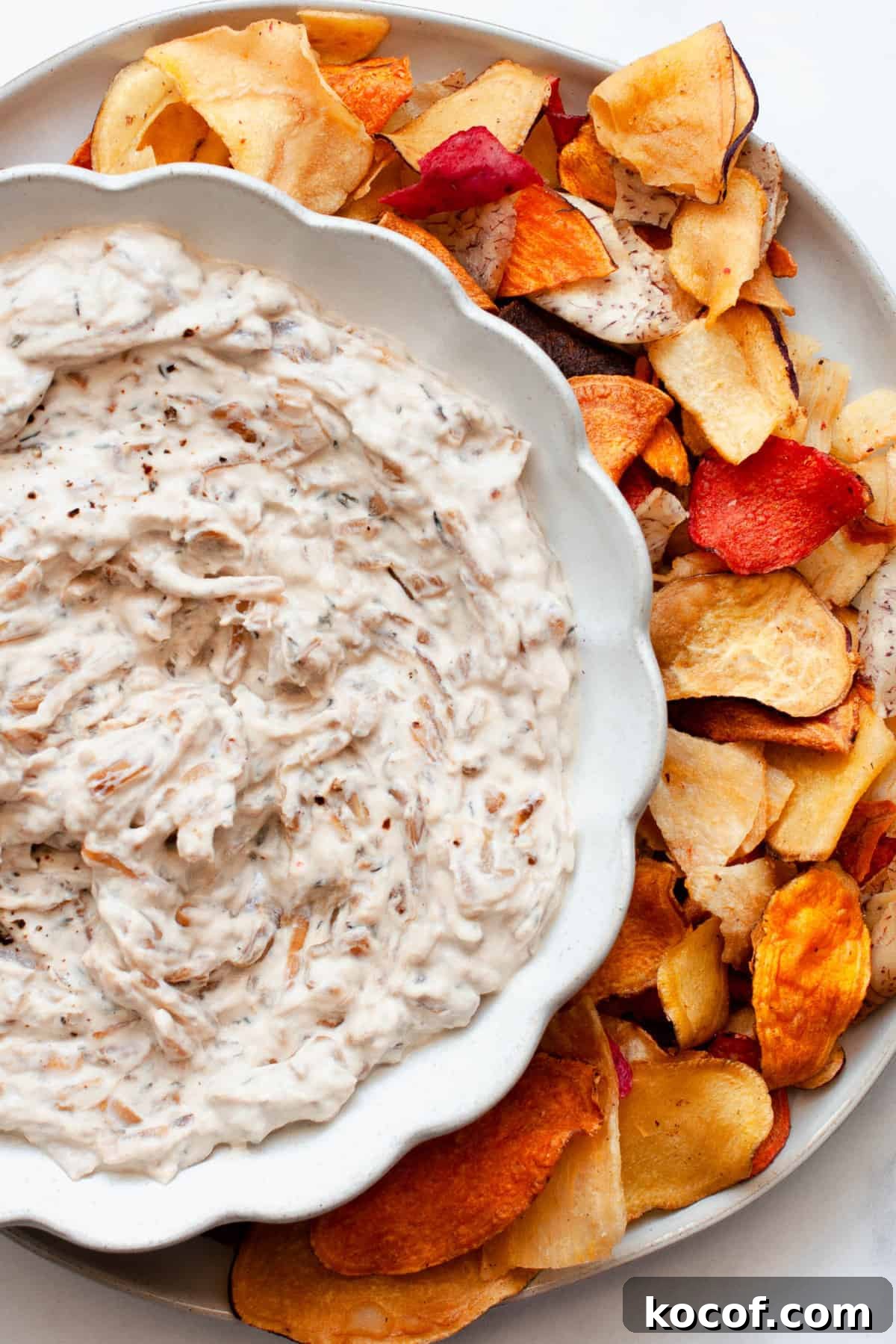 Creamy French Onion Dip Recipe with Lighter Ingredients 5 healthy french onion dip with chips