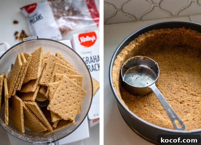 graham crackers in a food processor,  graham cracker pecan crust.