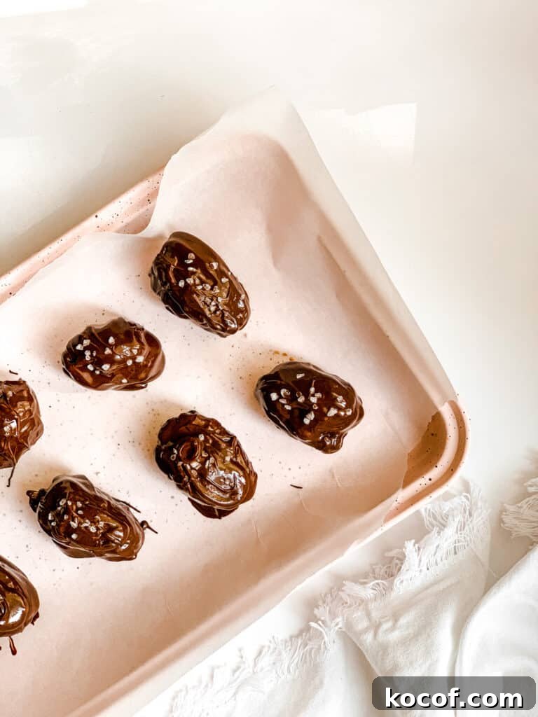 Pink Baking Sheet with Healthy Salted Chocolate Date Candies