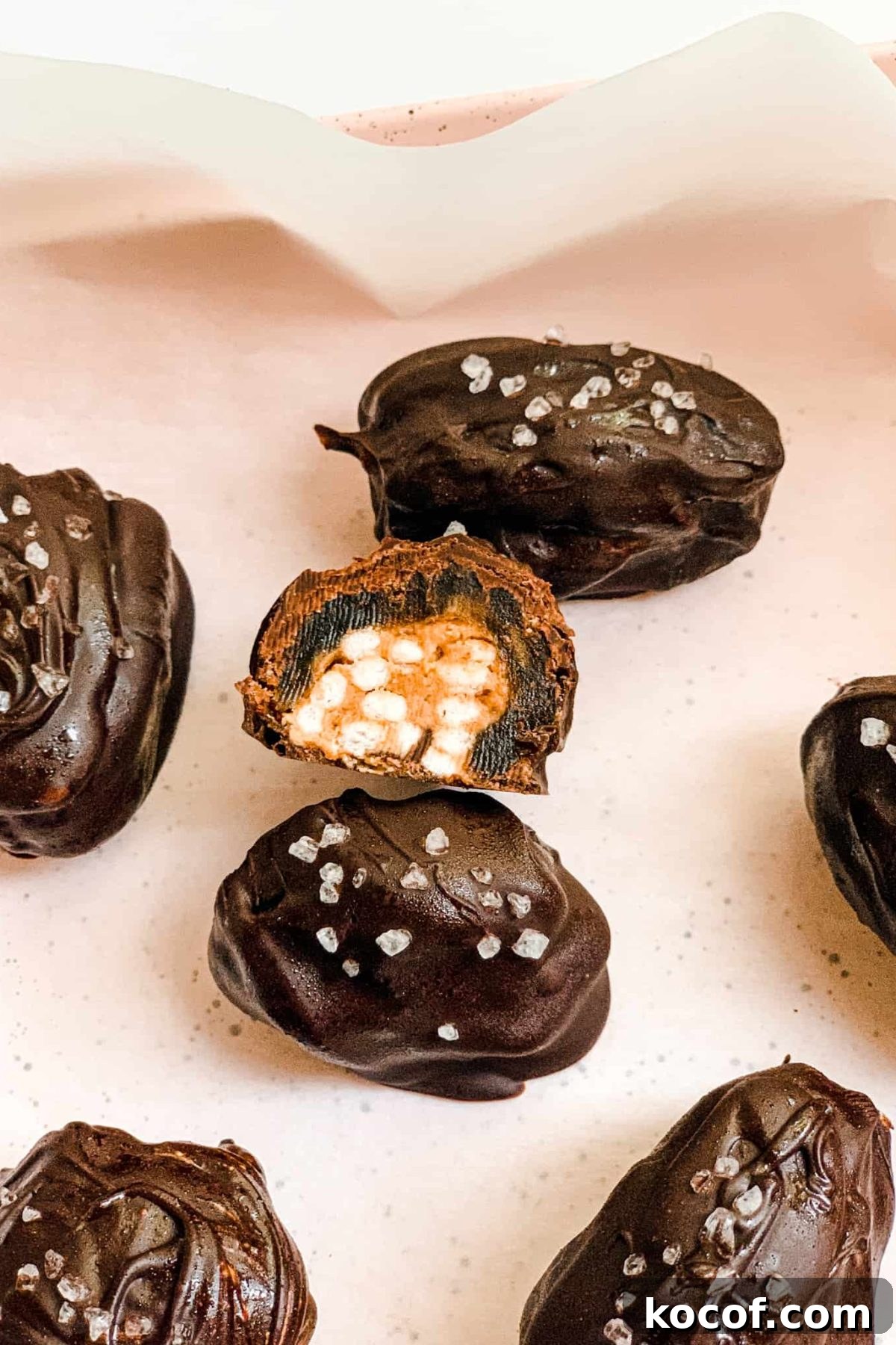 Pink Baking Sheet with Healthy Salted Chocolate Date Candies