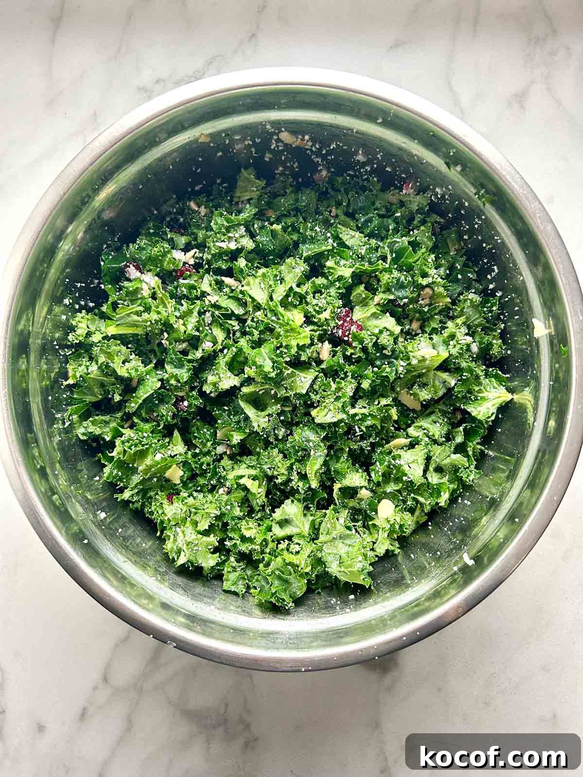 kale and all other components tossed with dressing in large bowl.