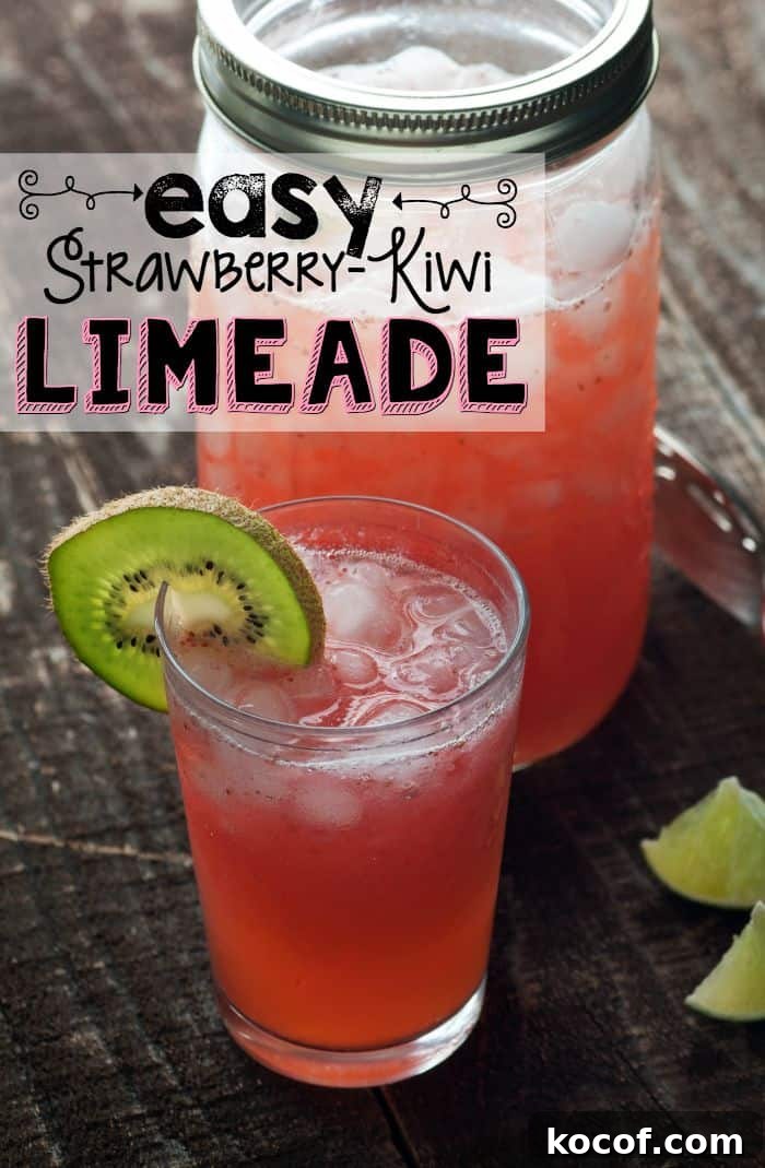 Strawberry Kiwi Limeade Recipe with Fresh Lime Twist 2 This easy strawberry kiwi limeade is so good my kids can't get enough