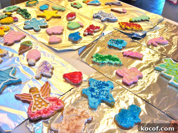 Aunt Lois’ Frosting at a cookie decorating party with some of the finished cookies