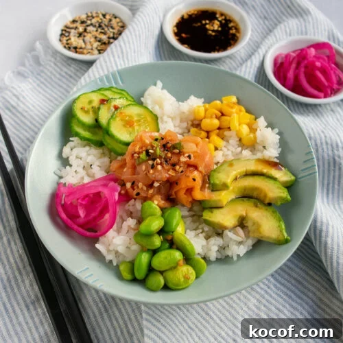 Smoked salmon poke bowl.